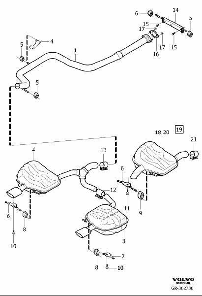 Diagram Exhaust system for your 2002 Volvo S60   