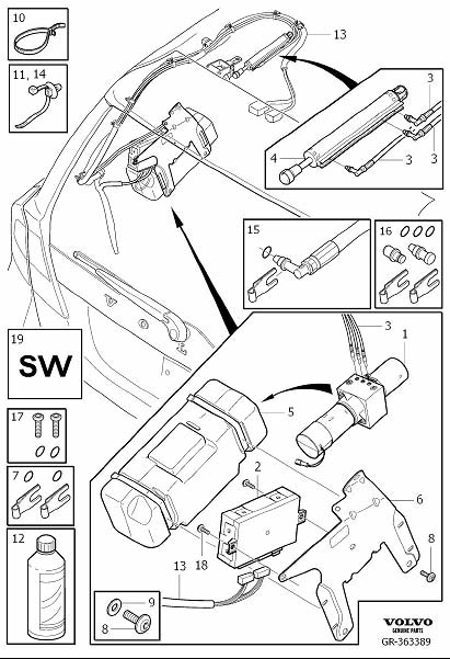 Diagram Operating, tailgate for your 2008 Volvo XC70   