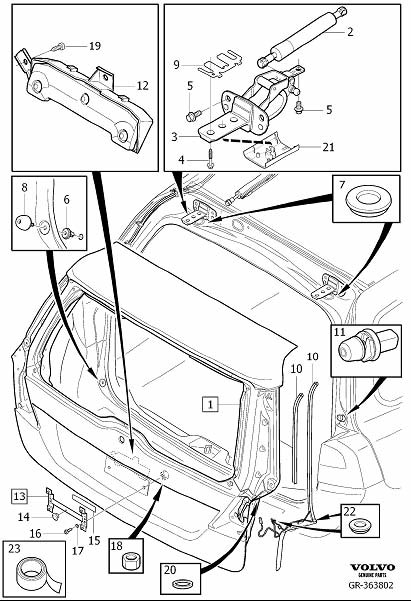Diagram Boot lid, tailgate, Trunk lid, tailgate for your 2008 Volvo XC70   