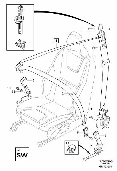 Diagram Front seat belt for your 2020 Volvo XC60   