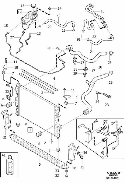 Diagram Radiator and connections for your Volvo S60  
