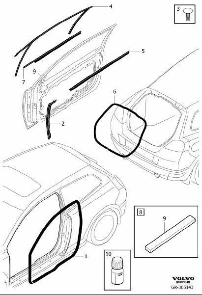 Diagram Mouldings for doors and hatches for your 2003 Volvo S40   