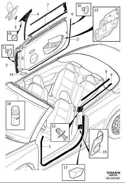 Diagram Mouldings for doors and hatches for your 2003 Volvo S40   