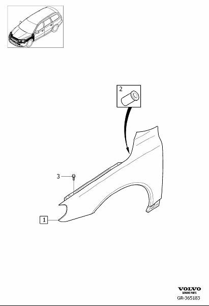 Diagram Front fender, front wing for your Volvo S60 Cross Country  