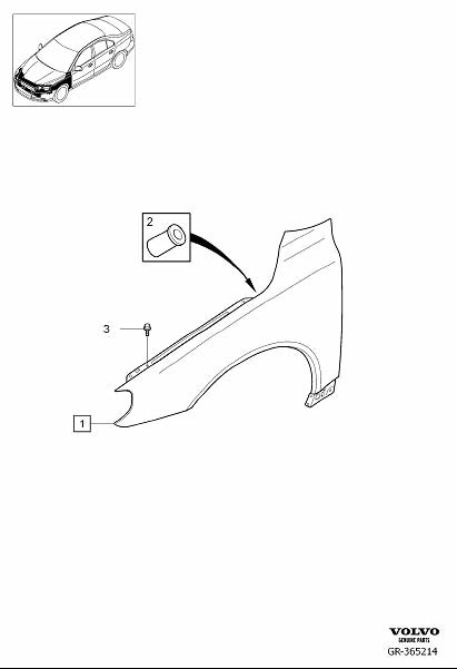 Diagram Front fender, front wing for your Volvo S60 Cross Country  