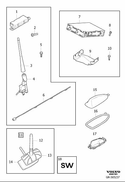 Diagram Antenna system for your 2001 Volvo S40   