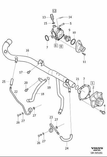 Diagram Coolant pump, thermostat and cable for your 2024 Volvo XC60   