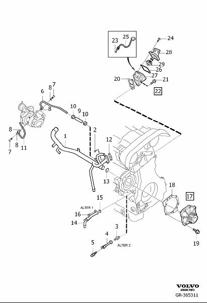 Diagram Coolant pump, thermostat and cable for your 2021 Volvo V60   