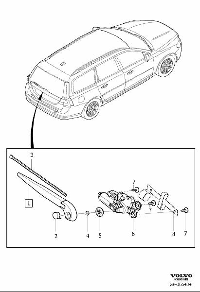 Diagram Rear window wiper for your 2014 Volvo XC70  2.0l 4 cylinder Turbo 