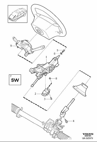 Diagram Steering column for your 2009 Volvo XC60   