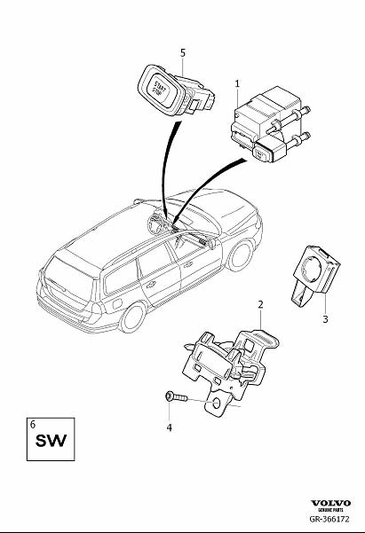 Diagram Ignition switch for your 2001 Volvo V70   