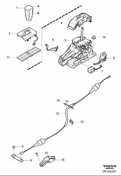 Diagram Gear selector passenger compartment for your 2009 Volvo XC70   