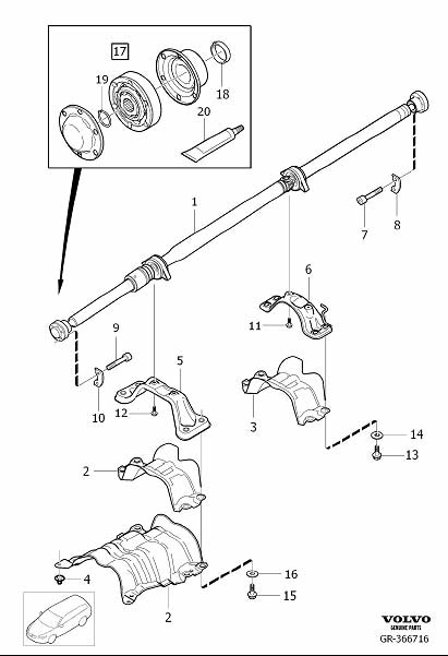 Diagram Propeller shaft for your Volvo V70  