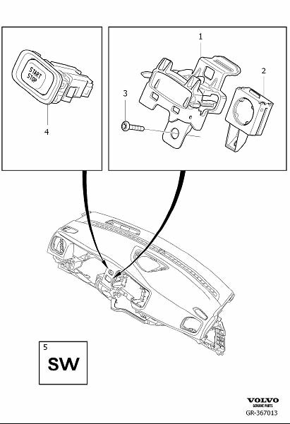 Diagram Ignition switch for your 2015 Volvo V60  2.0l 4 cylinder Turbo 
