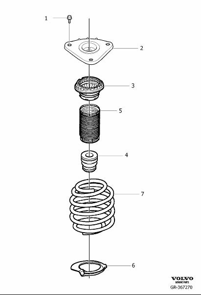 Diagram Suspension front, coil spring and torsion spring for your 2007 Volvo V70   