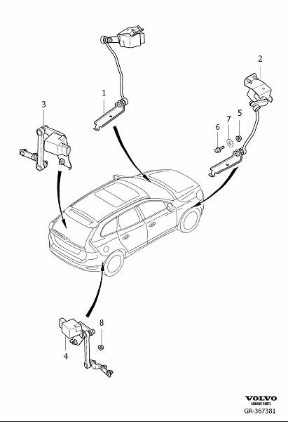 Diagram Position sensor, headlamp levelling for your Volvo XC60  