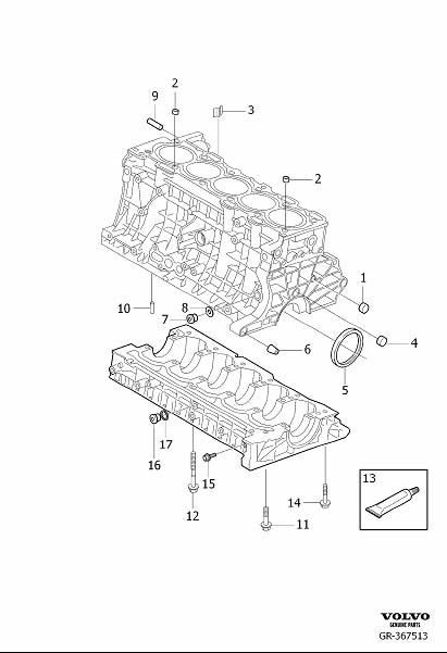 Diagram Cylinder block, engine block for your 2011 Volvo XC60   