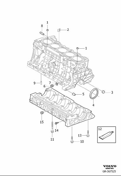Diagram Cylinder block, engine block for your 2013 Volvo XC60   