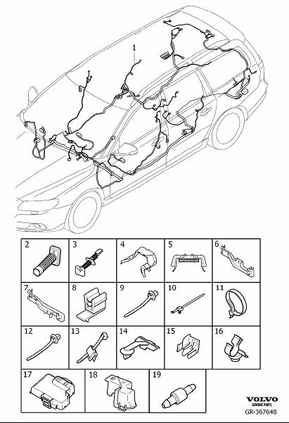 Diagram Cable harness floor section component parts for your 2022 Volvo XC60   