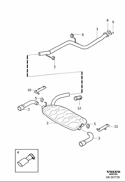 Diagram Exhaust system for your 2021 Volvo V60 Cross Country   