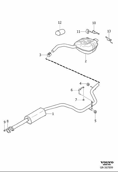Diagram Exhaust system for your 2002 Volvo V70   