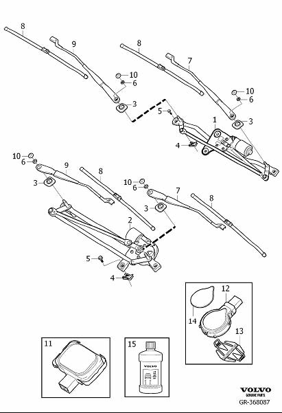 Diagram Windshield wipers, windscreen wipers for your 2024 Volvo XC60   