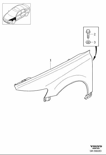 Diagram Front fender, front wing for your 2012 Volvo S40   