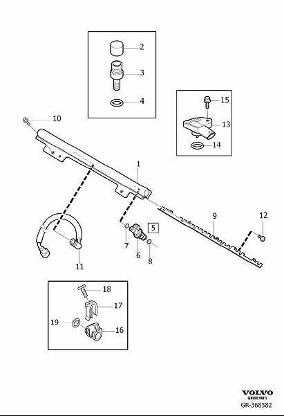 Diagram Injector and high-pressure line, Injector and pressure pipe for your 2018 Volvo XC60   