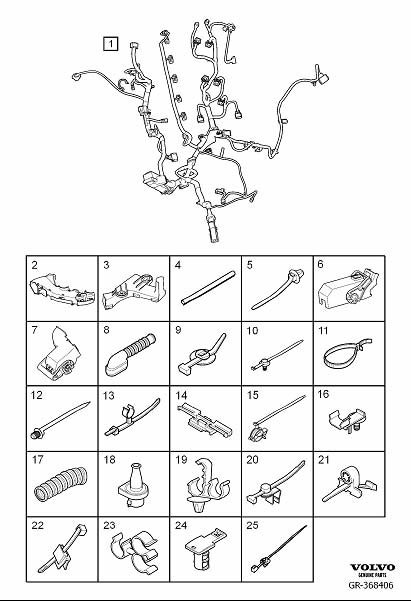 Diagram Cable harness engine component parts for your Volvo