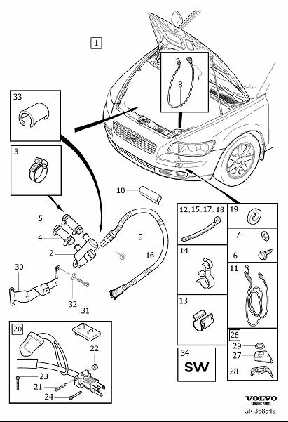 Diagram Auxiliary heater, electric for your 2014 Volvo XC60  2.0l 4 cylinder Turbo 