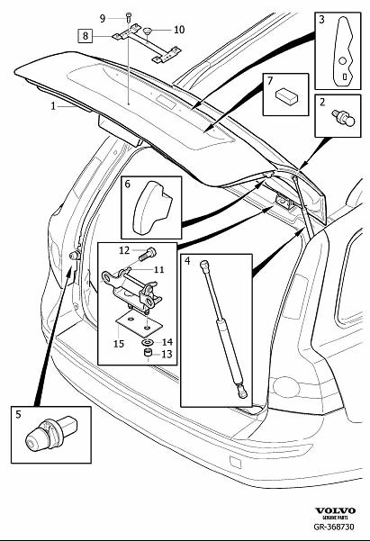 Diagram Boot lid, tailgate, trunk lid, tailgate for your 2000 Volvo V70   