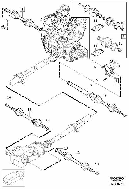 Diagram Drive shafts for your Volvo S40  