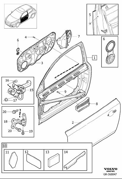 Diagram Side door assembly for your 2007 Volvo C30   