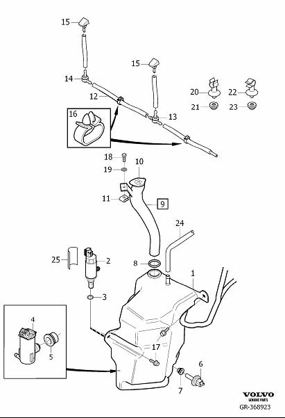 Diagram Washer equipment, front for your 2023 Volvo V60 Cross Country   