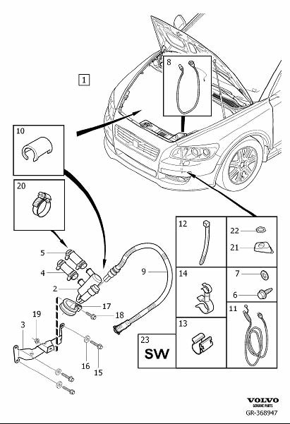 Full size assembly image of Auxiliary heater, electric (1/6)