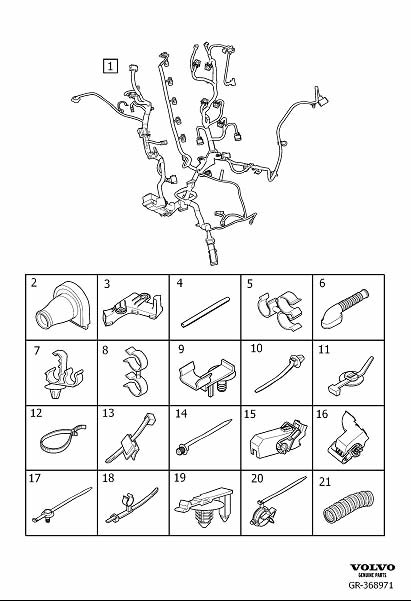 Diagram Cable harness engine component parts for your Volvo C70  