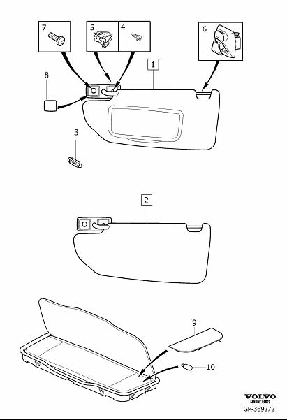 Diagram Sun visor, sunvisor for your 2010 Volvo XC70   