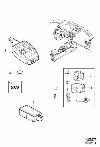 Diagram Remote control key system for your 2007 Volvo C30   