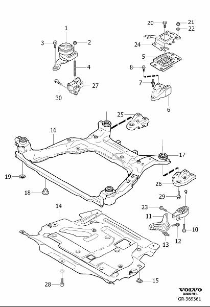 Diagram Engine mountings for your 2023 Volvo V60 Cross Country   