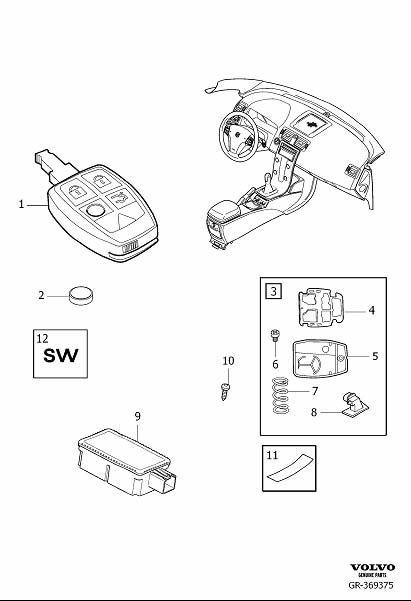 Diagram Remote control key system for your 2021 Volvo S60   