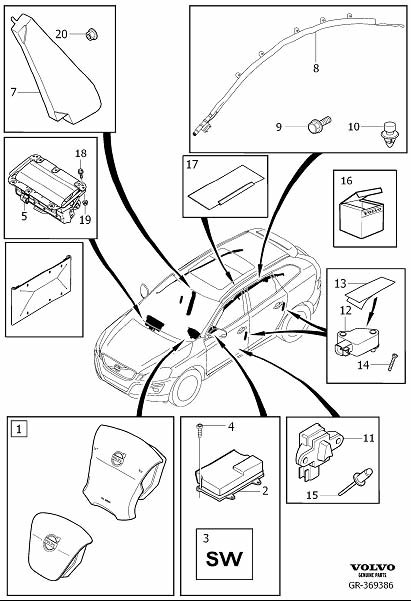Diagram Suppl. restraint system (srs), airbag for your 2021 Volvo XC60   