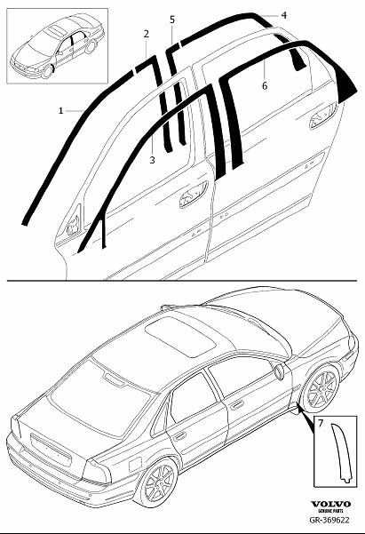 Diagram Decor stripes, stripes for your 1999 Volvo S80   