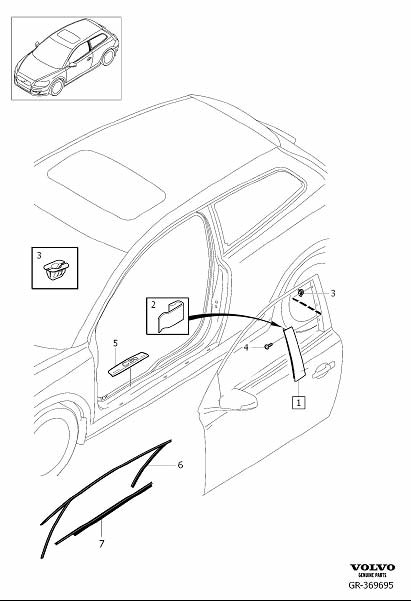 Diagram Trim parts external for your Volvo S60 Cross Country  