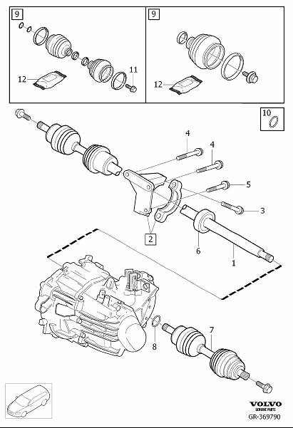 Diagram Drive shafts for your Volvo S60 Cross Country  