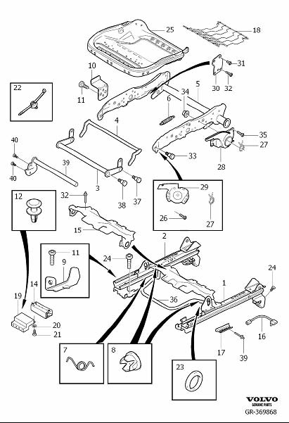 Diagram Supporting frame for seat, manually adjustable for your 2010 Volvo S40   