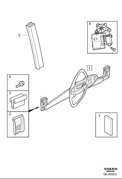 Diagram Window lift mechanism for your 2005 Volvo S40   