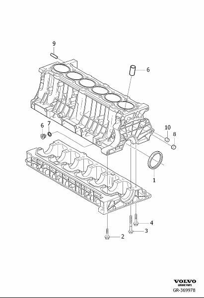 Diagram Cylinder block, engine block for your 2011 Volvo XC60   