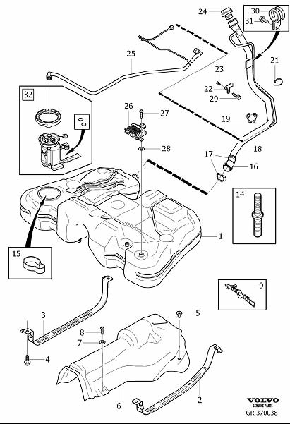 Diagram Fuel tank and connecting parts for your 2022 Volvo XC90   