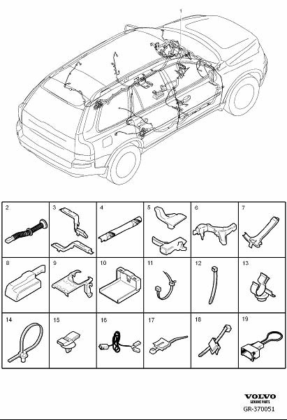 Diagram Cable harness dashboard component parts for your 1999 Volvo V70   