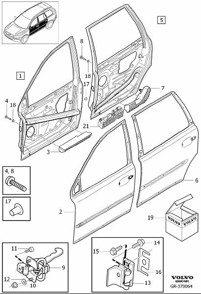 Diagram Side door assembly for your 2018 Volvo XC60   